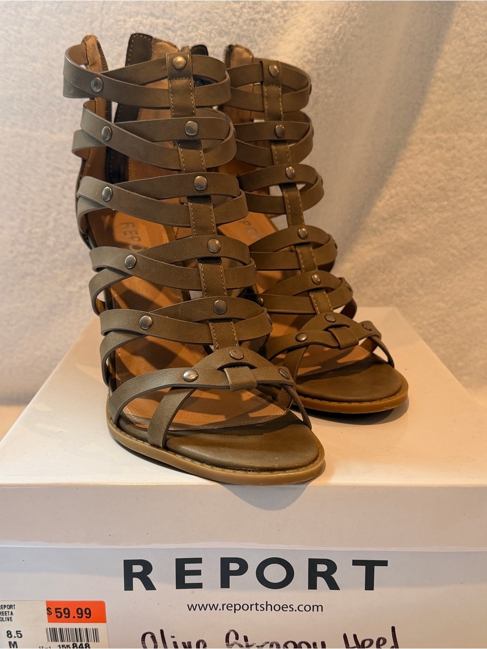 Report Olive Multi-Strap Gladiator Heels